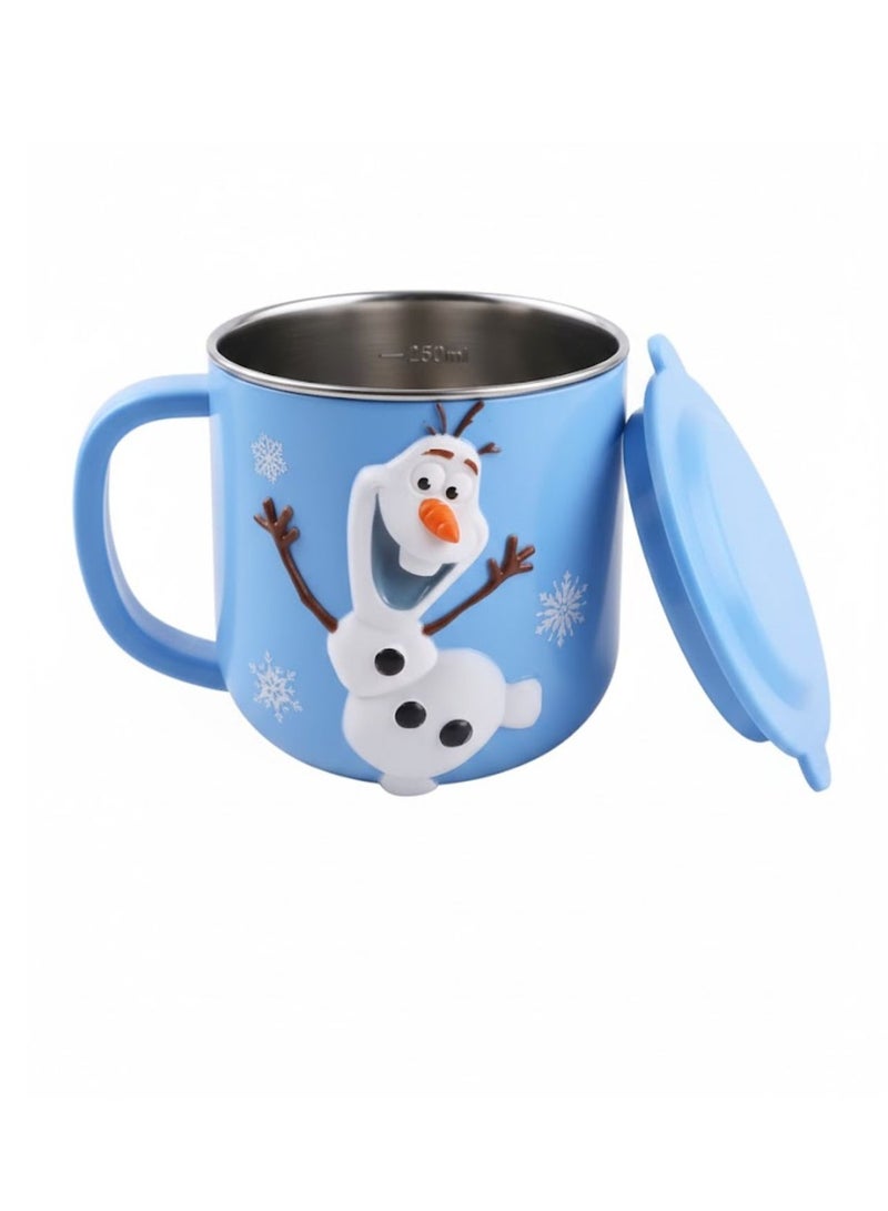 Disney Kids Stainless Steel Drinking Mug with Lid – Cartoon Design | Double Wall Insulated Cup for Hot & Cold Drinks | Leak-Resistant, Safe & Durable Children Mug (Olaf) - Image 2